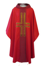 Load image into Gallery viewer, mds#011S - Art silk orphrey/collar with Lucerne applique cross chasuble
