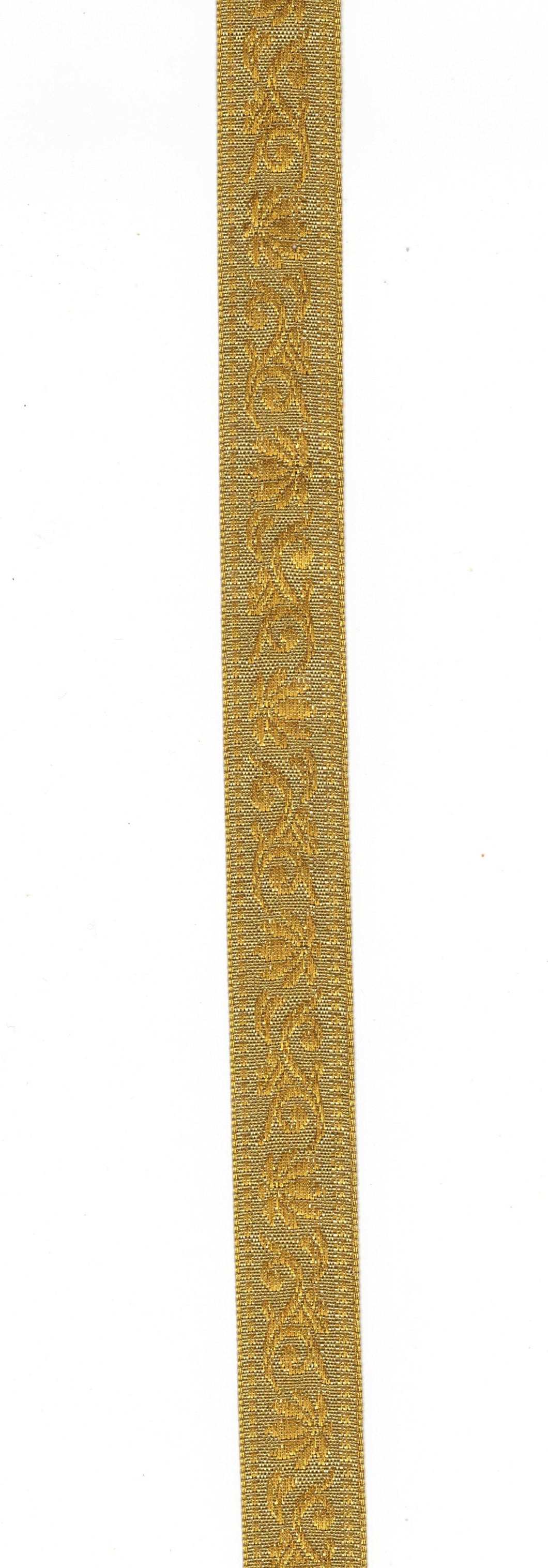 Gold metallic trims/braids.
