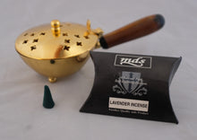 Load image into Gallery viewer, #452 Brass Incense Burner with wooden handle
