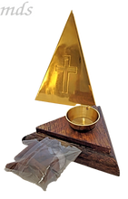Load image into Gallery viewer, Pyramid Brass incense burner with incense. #Icn Pyr
