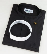 Load image into Gallery viewer, mds 7000 Black SS Neckband Full Collar Shirt
