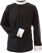 Load image into Gallery viewer, mds 8800 LS Black NB Shirt w White French Cuffs