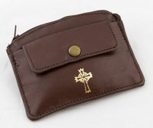 Load image into Gallery viewer, 9505 - Real Leather 2 Pocket Rosary/Coin Case