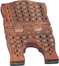 Load image into Gallery viewer, BIBS - Brass inlay handcarved wood bible stand.