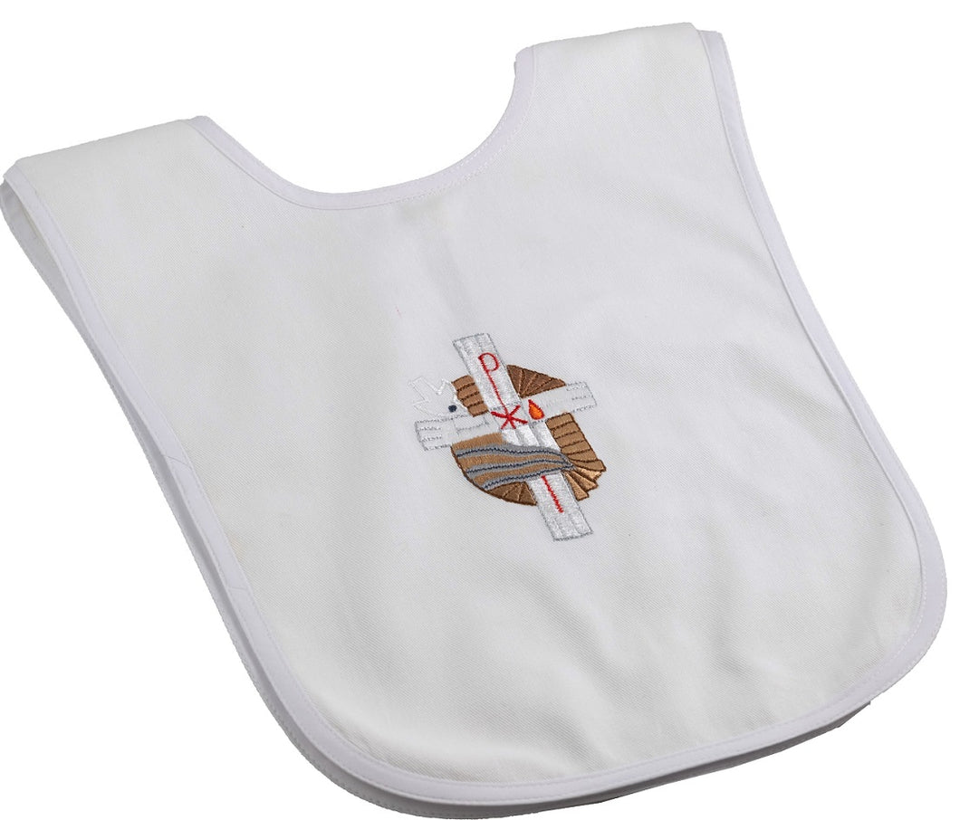 mds F Bib-embroidered baptismal bib (Ponch style)