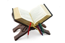 Load image into Gallery viewer, HBS Handcarved wood bible stand.