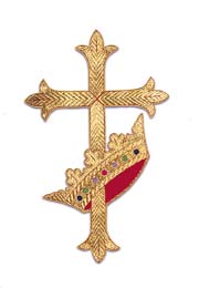 M105- Cross and Crown- Hand embroidered applique