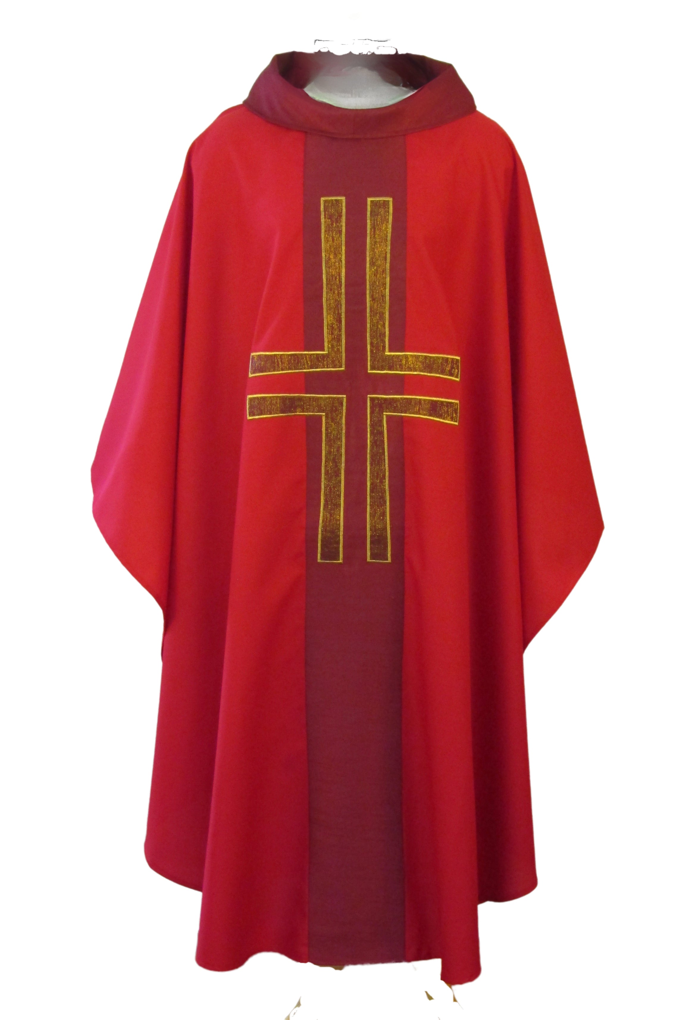 mds#011S - Art silk orphrey/collar with Lucerne applique cross chasuble
