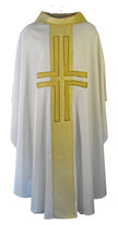 mds#011S - Art silk orphrey/collar with Lucerne applique cross chasuble