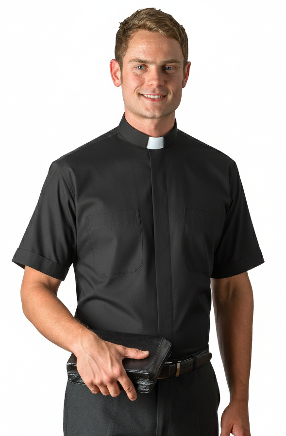 Omega 4000 Black Pure Cotton SS Tab Shirt