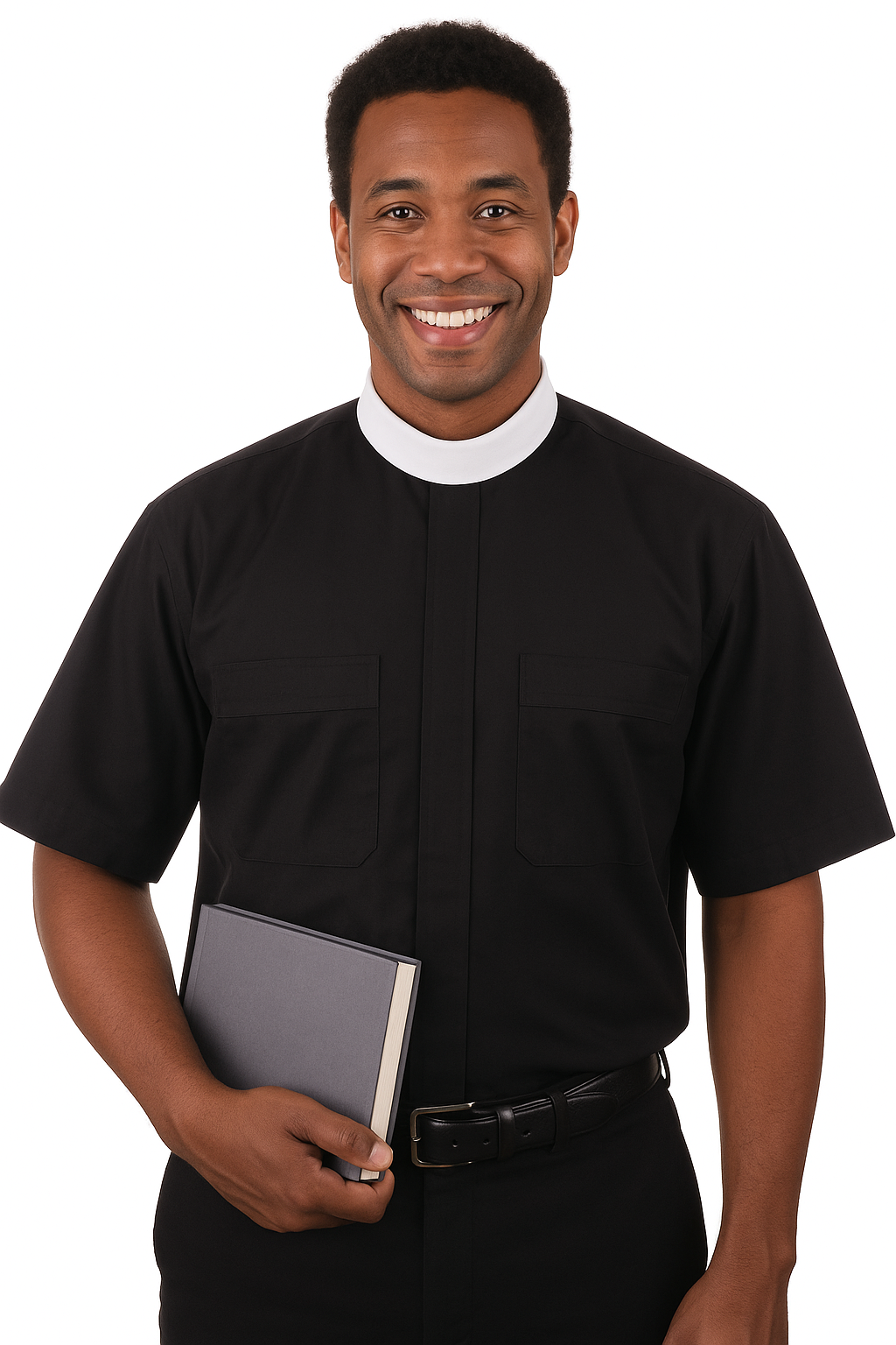 mds 7000 Black SS Neckband Full Collar Shirt