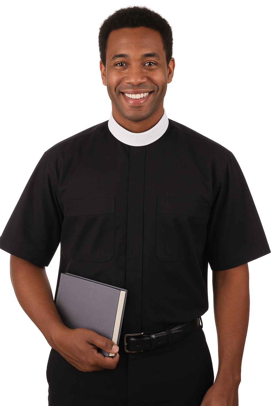 mds 7000 Black SS Neckband Full Collar Shirt