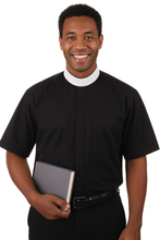 Load image into Gallery viewer, mds 7000 Black SS Neckband Full Collar Shirt
