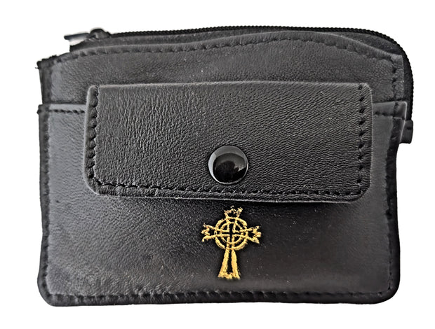 9505 - Real Leather 2 Pocket Rosary/Coin Case
