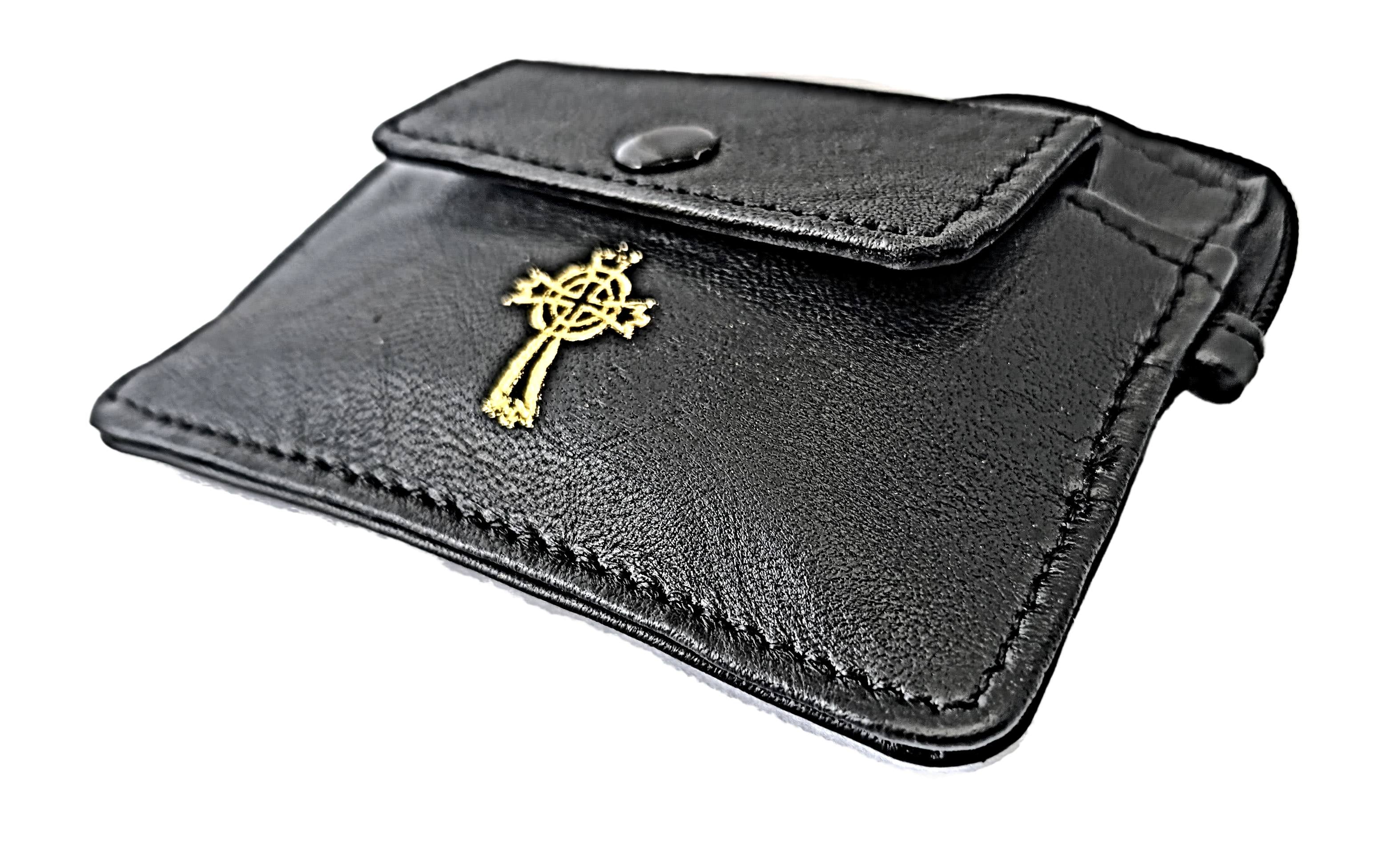 9505 - Real Leather 2 Pocket Rosary/Coin Case