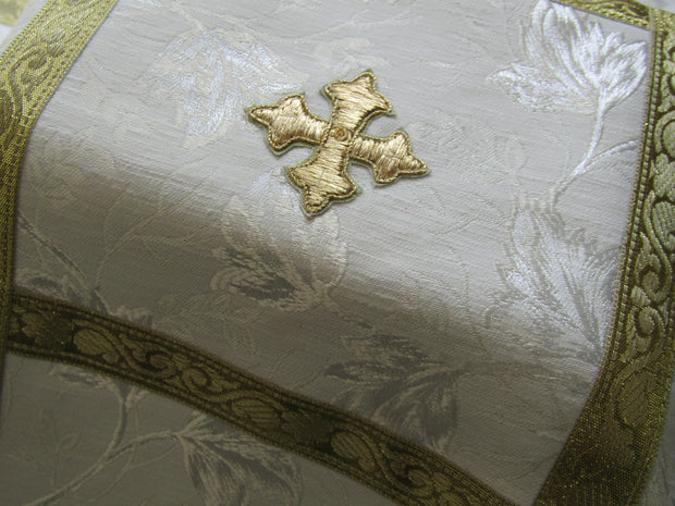 mds - Jacquard Fabric/handembroidered cross urn cover. #mds100 urn cvr