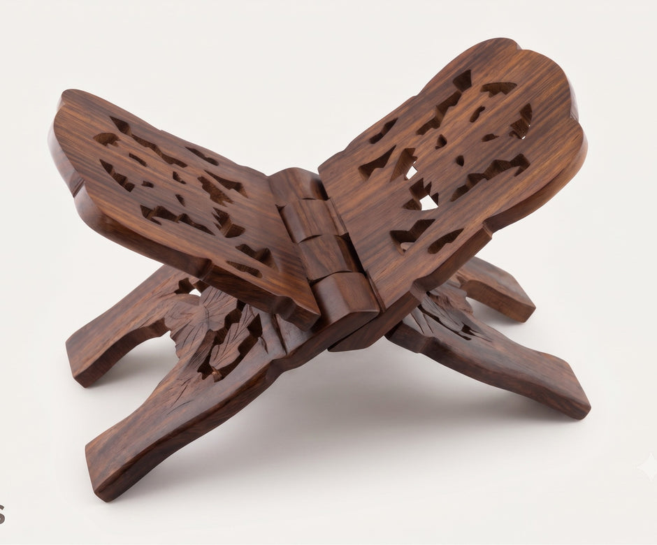 HBS - Large handcarved wood bible stand.