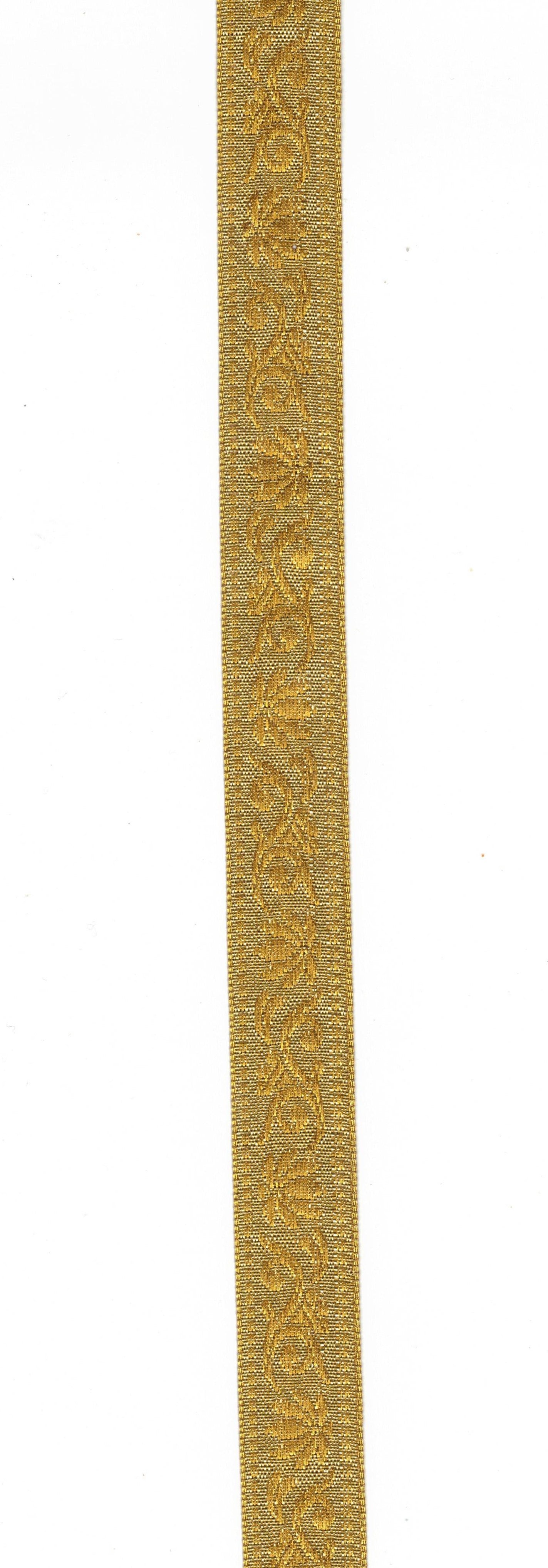 Gold metallic trims/braids.