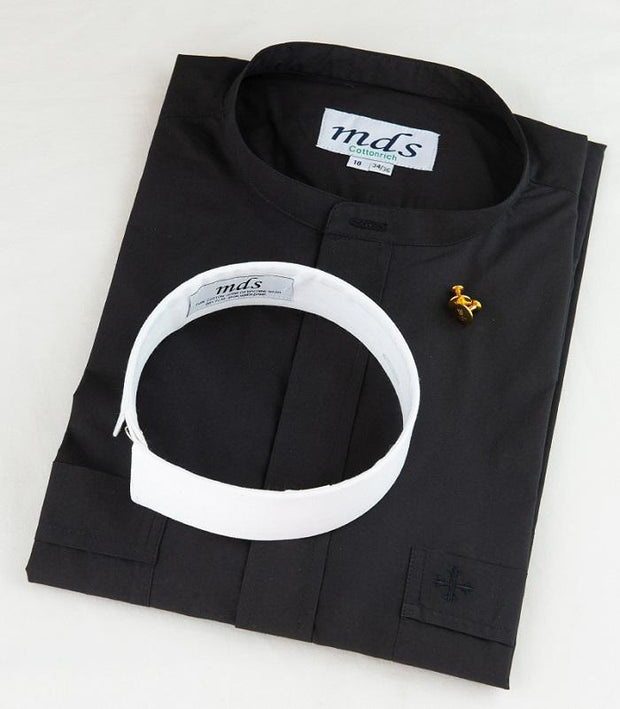 mds 8000 LS Black NB Shirt/Collar and free buttons #8000/Package
