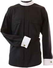 Load image into Gallery viewer, mds 8800 LS Black NB Shirt w White French Cuffs
