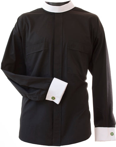 mds 8800 LS Black NB Shirt w White French Cuffs