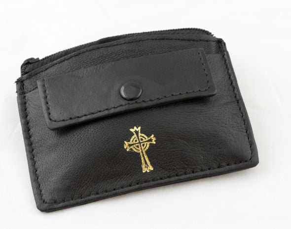 9505 - Real Leather 2 Pocket Rosary/Coin Case