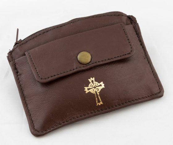9505 - Real Leather 2 Pocket Rosary/Coin Case