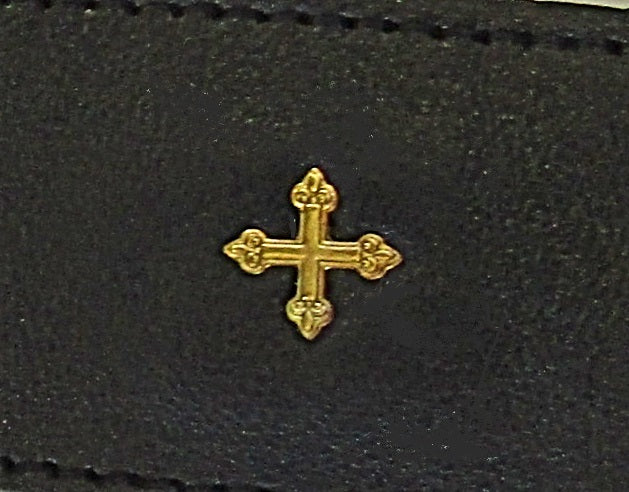 mds#9501/BC  Sheepskin leather brass cross rosary case.