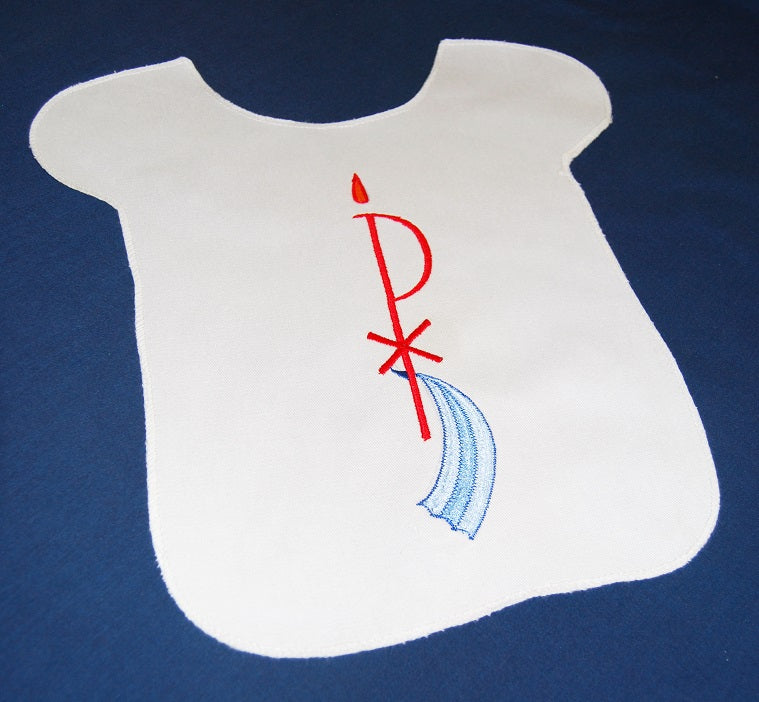 Bap2- Chi-Ro Embroidered Bib on Cotton