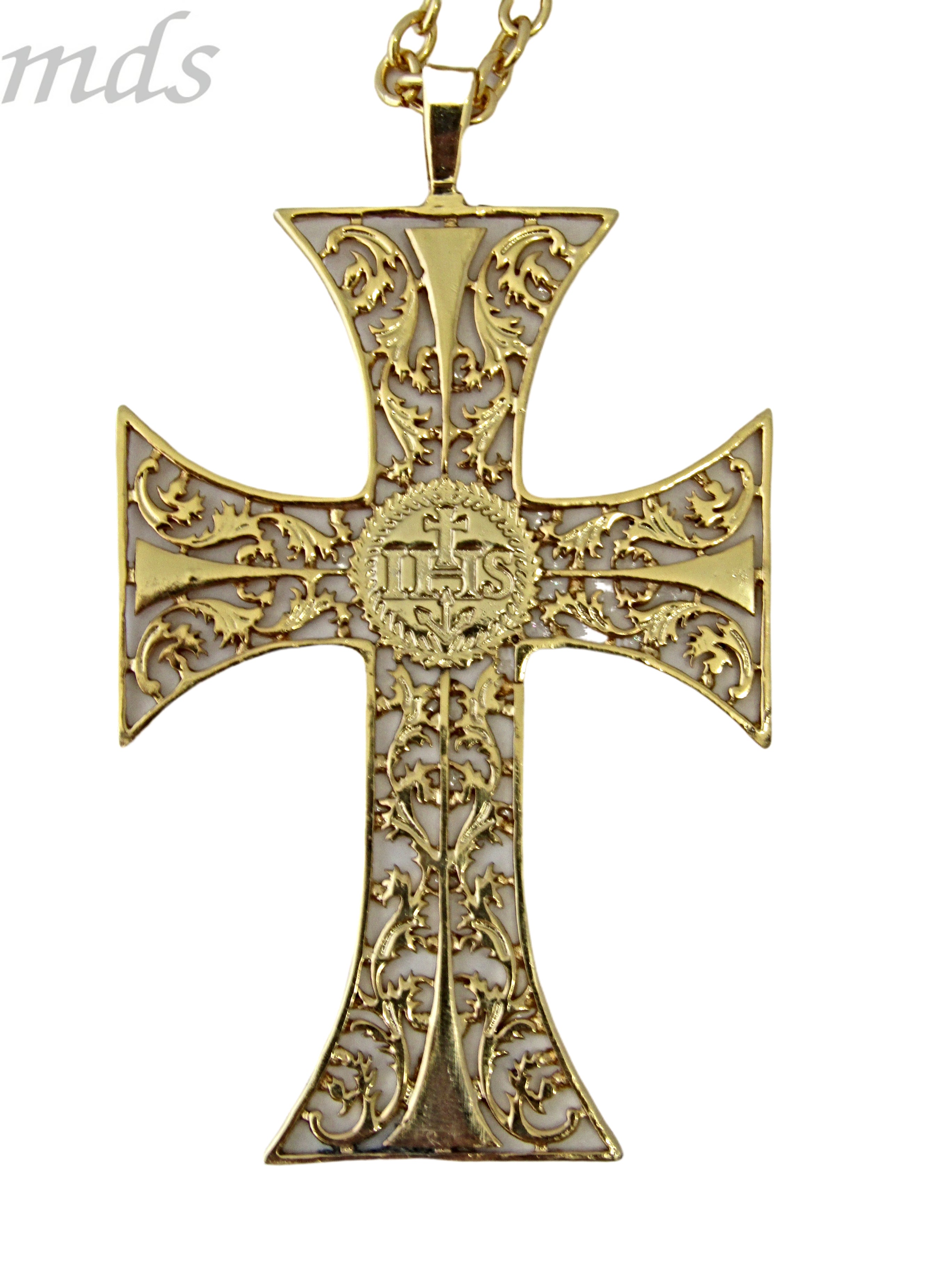 mds#6 Antique design pectoral cross + chain.
