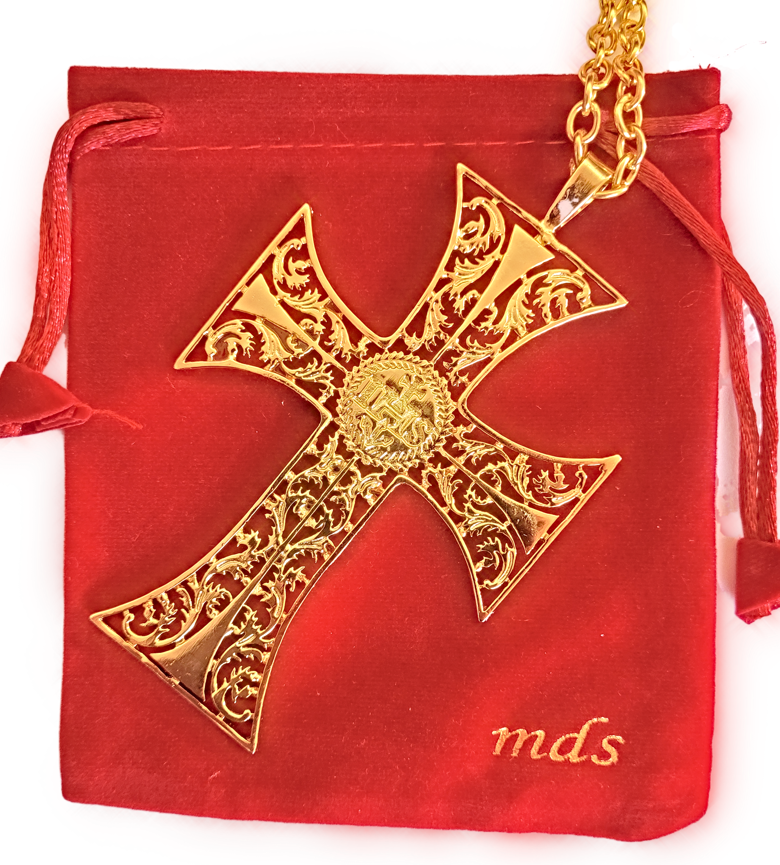 mds#6 Antique design pectoral cross + chain.