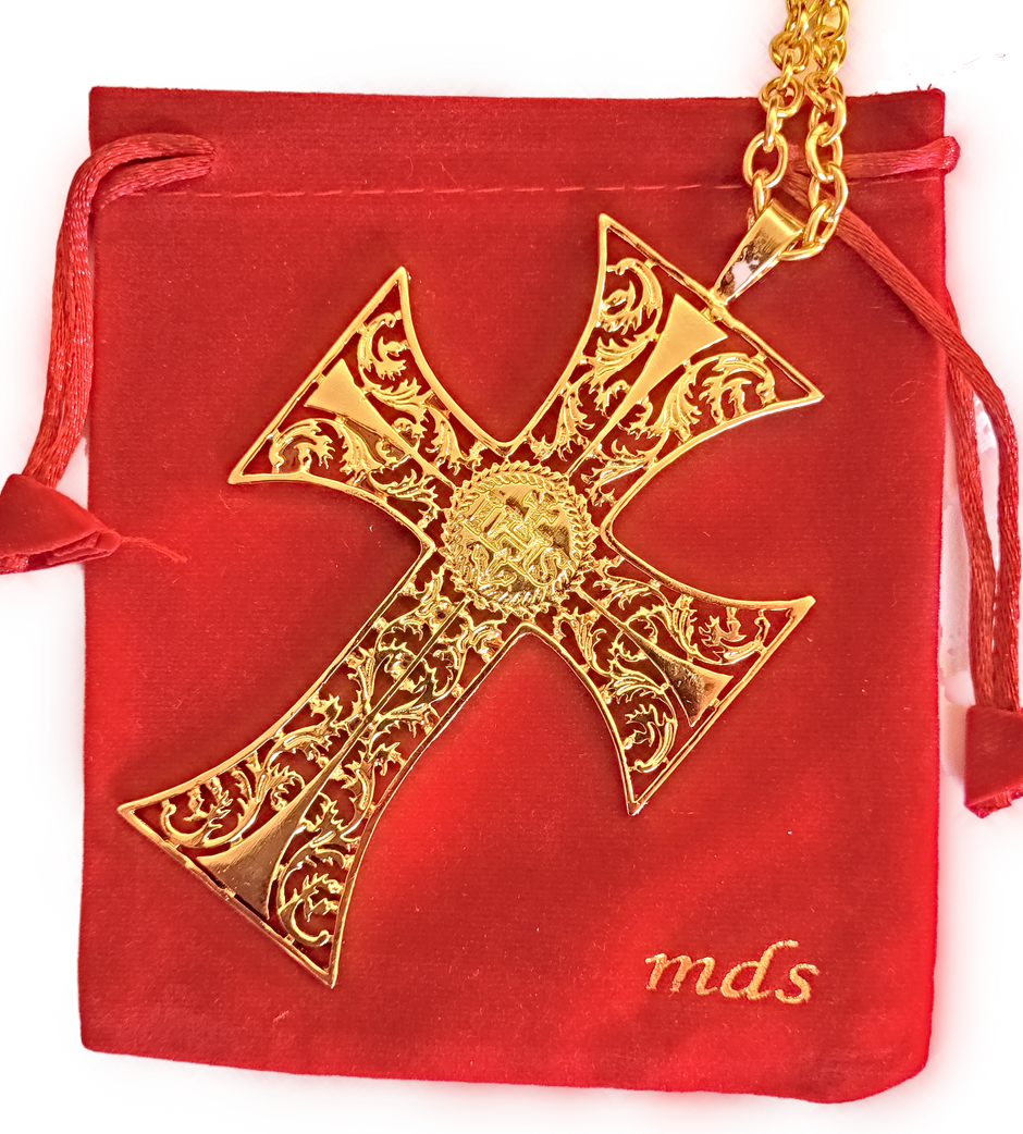 mds#6 Antique design pectoral cross + chain.